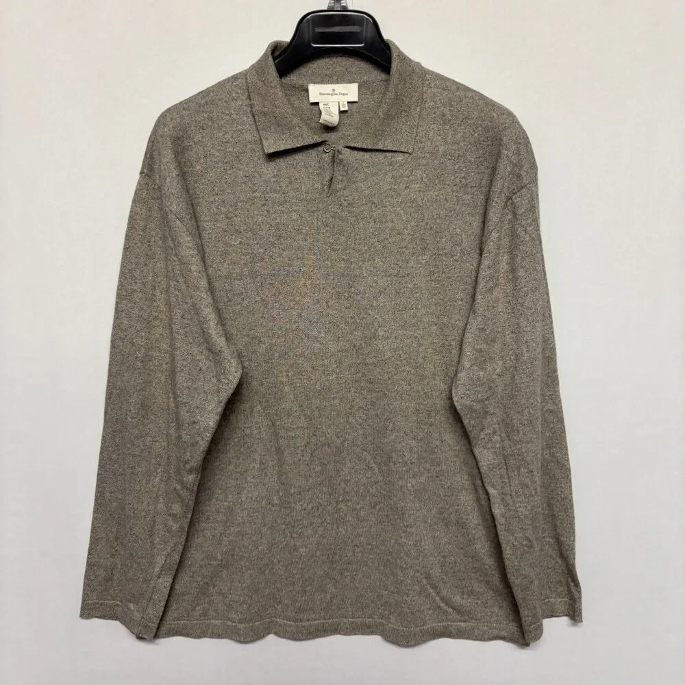 Ermenegildo Zegna Men Collared Polo Knit Sweater Size Large 52 Cotton D129 -13